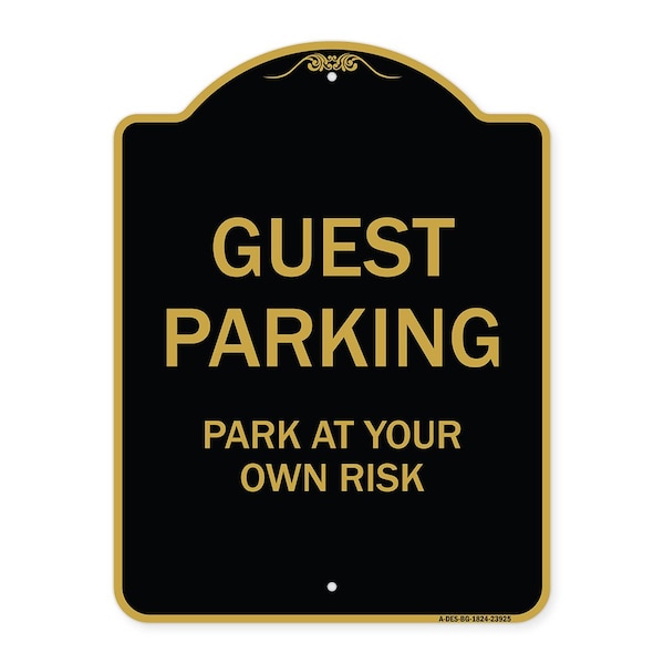 Signmission Designer Series Sign-Guest Parking, Black & Gold Aluminum Sign, 18" x 24", BG-1824-23925 A-DES-BG-1824-23925 - main